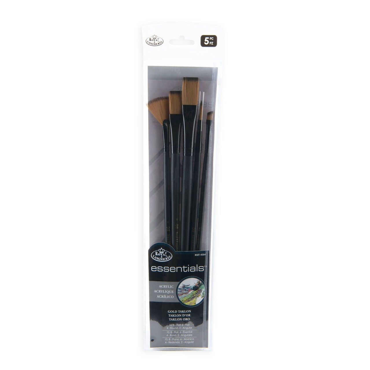 RSET-4304 | Essentials™ 5pc Gold Taklon Variety Brush Set 4304